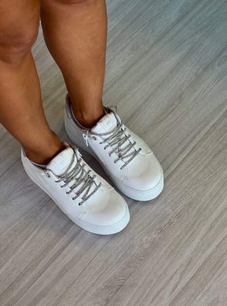 tênis via marte strass branco prata