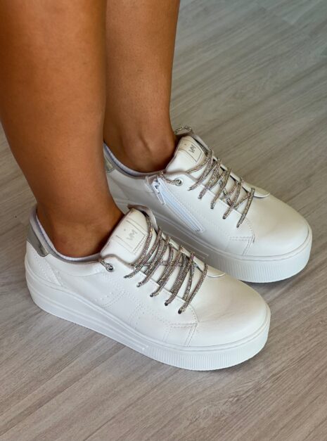 tênis via marte strass branco prata