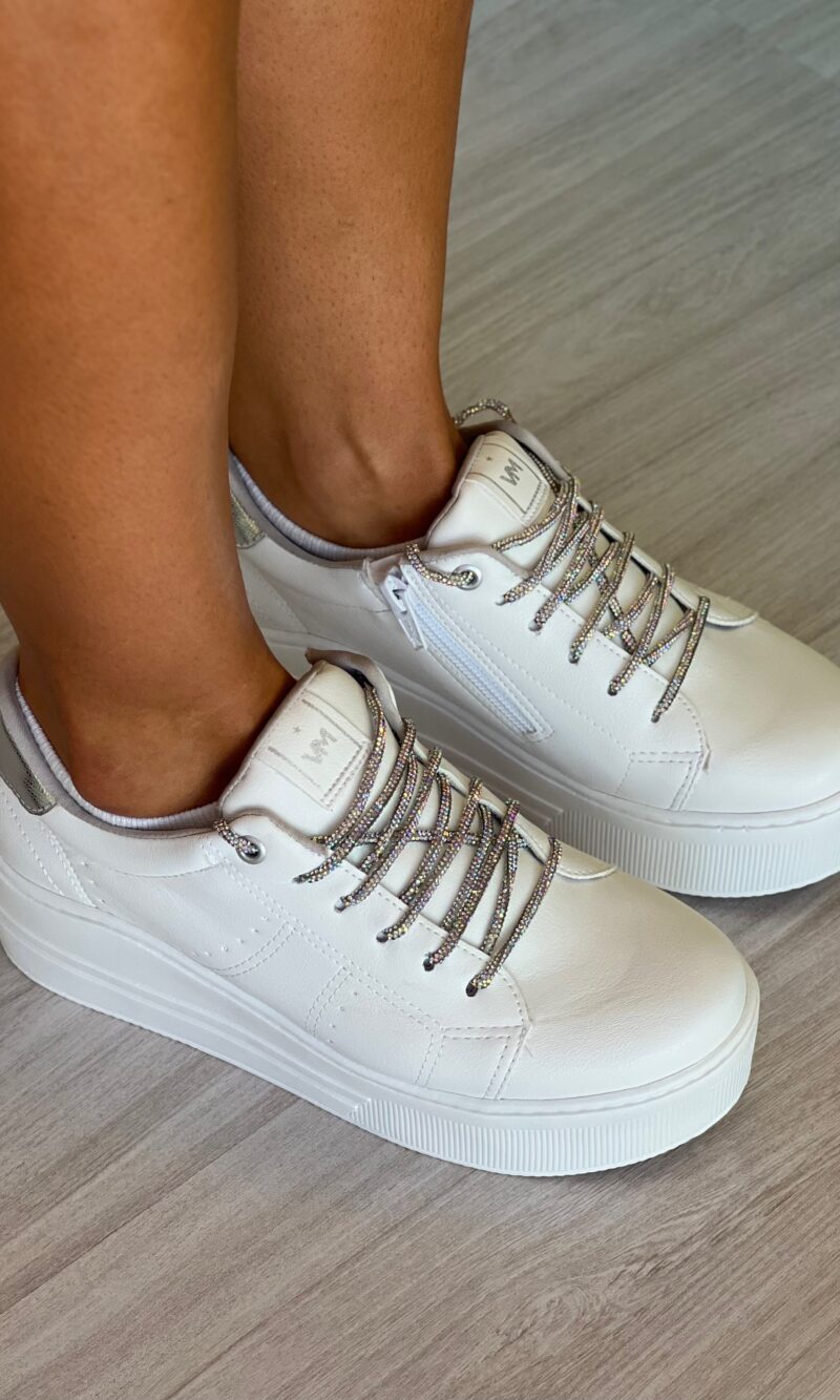 tênis via marte strass branco prata tênis via marte strass branco prata