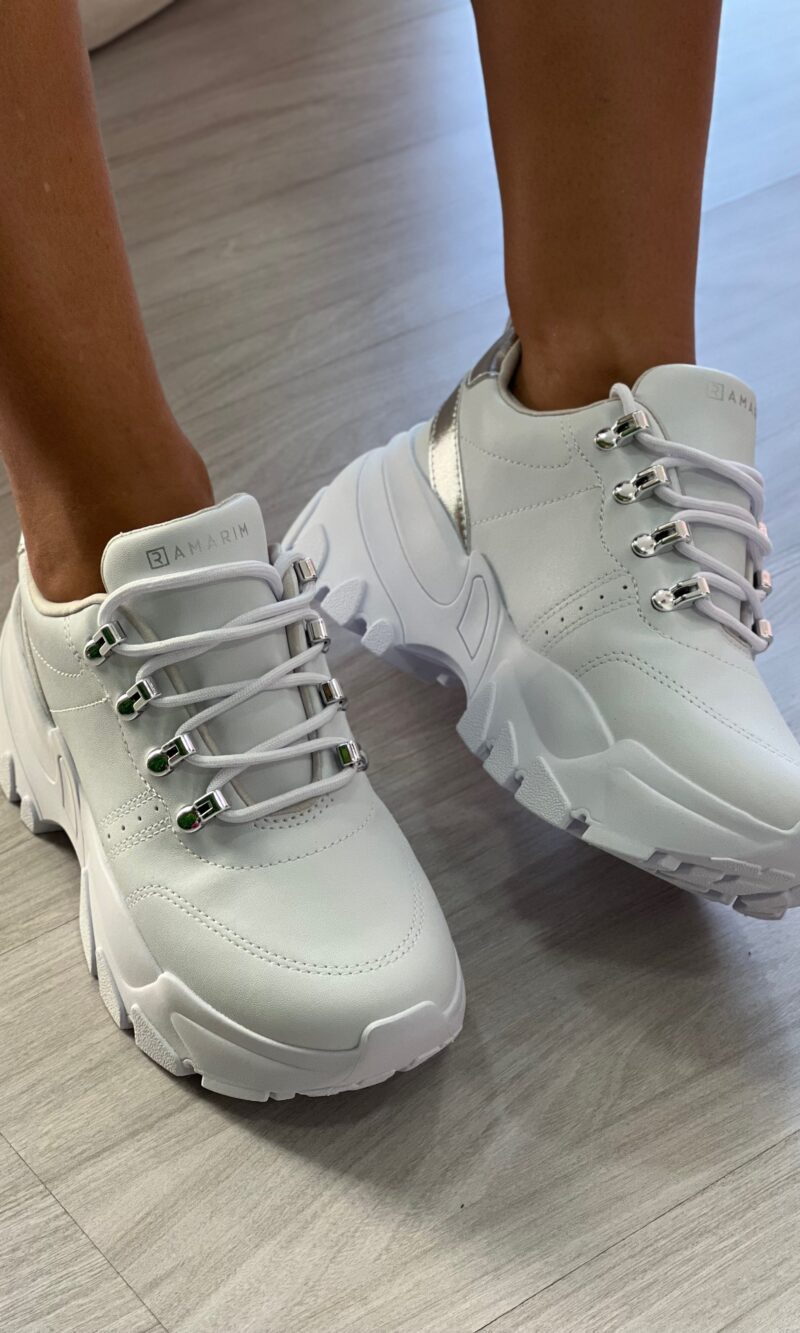tênis ramarim chunky branco & prata
