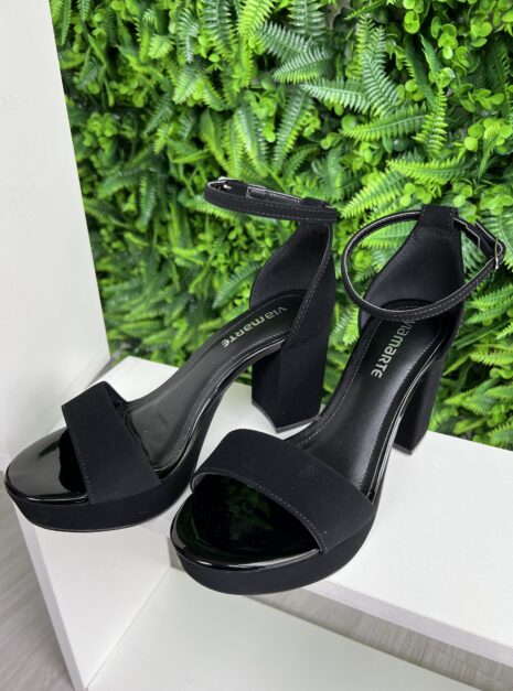 sandália nobuck verniz preto via marte 23 14605 01