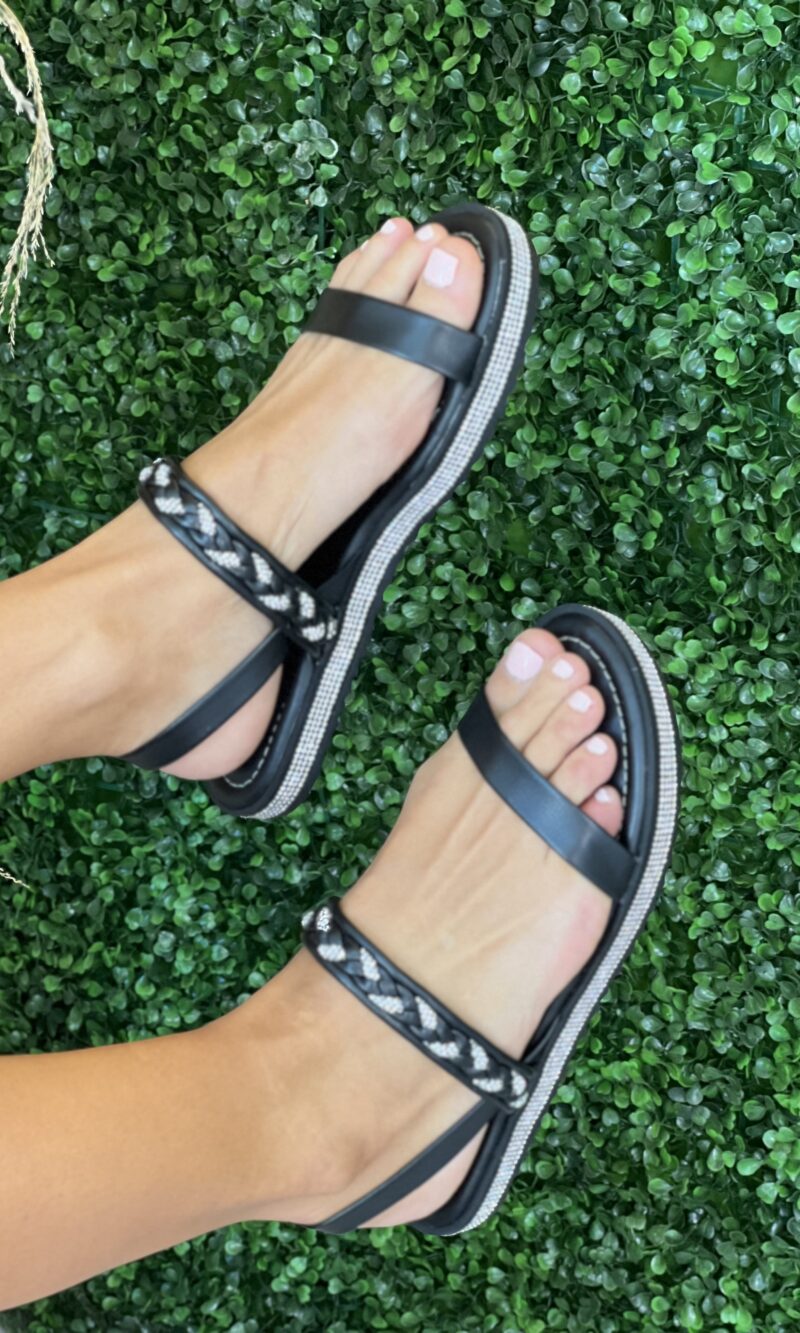 sandália moleca turim preto cristal