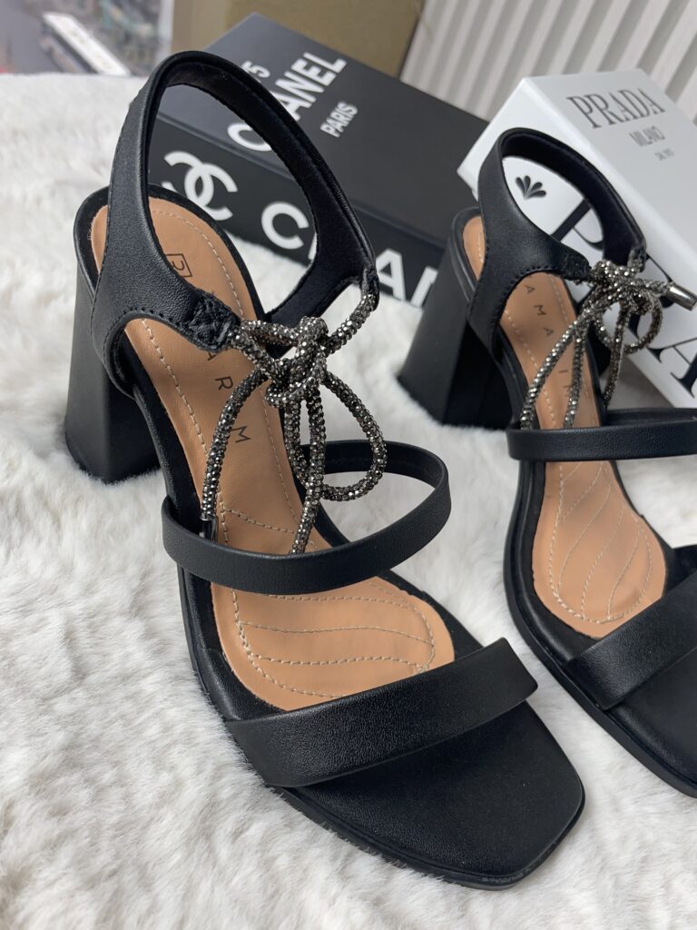 sandália preta amarração strass ramarim 2341202 sandália preta amarração strass ramarim 2341202