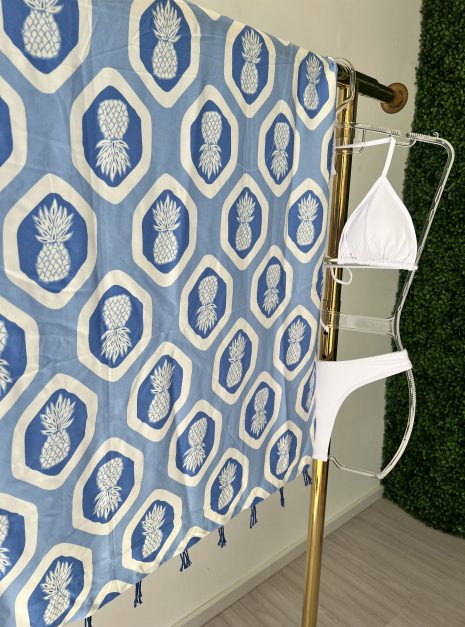 canga estampada abacaxi azul
