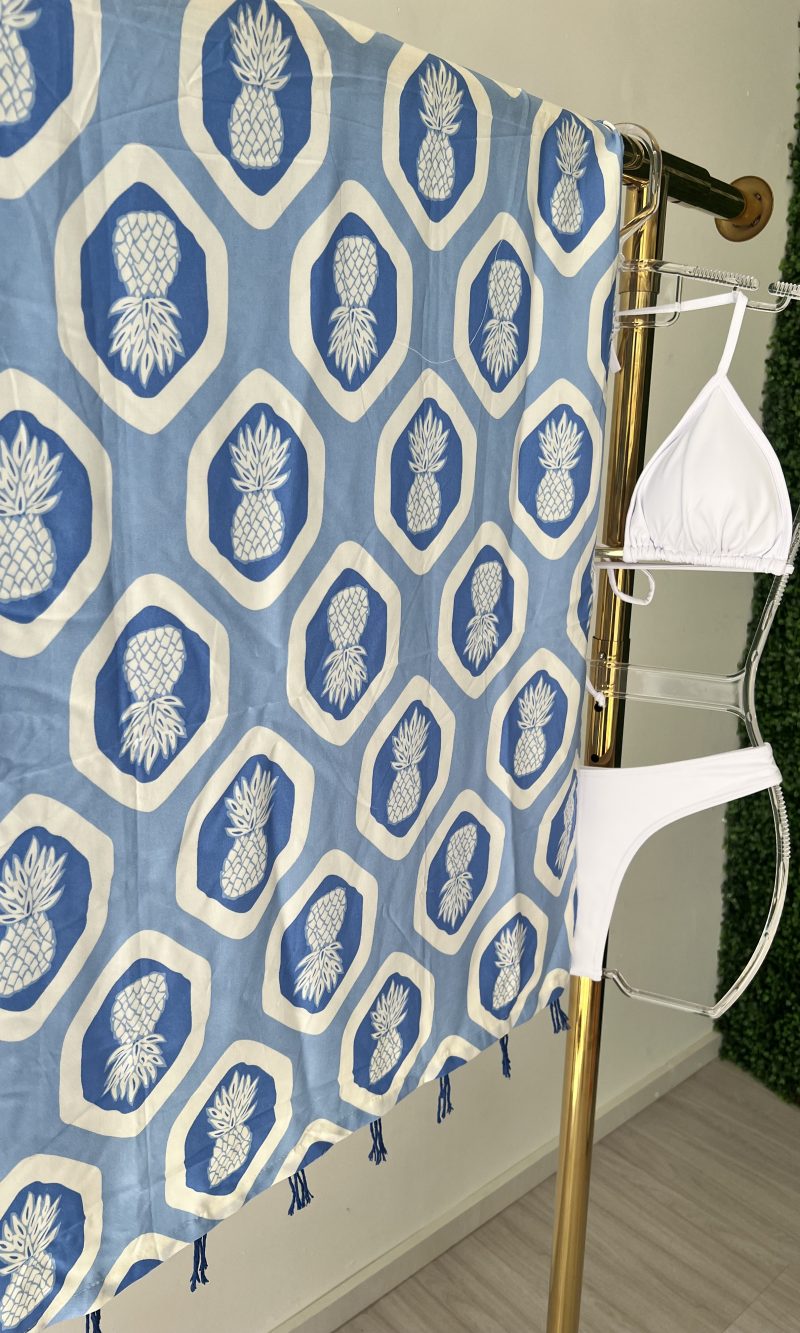 canga estampada abacaxi azul