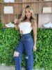 calça jeans wide leg estrela