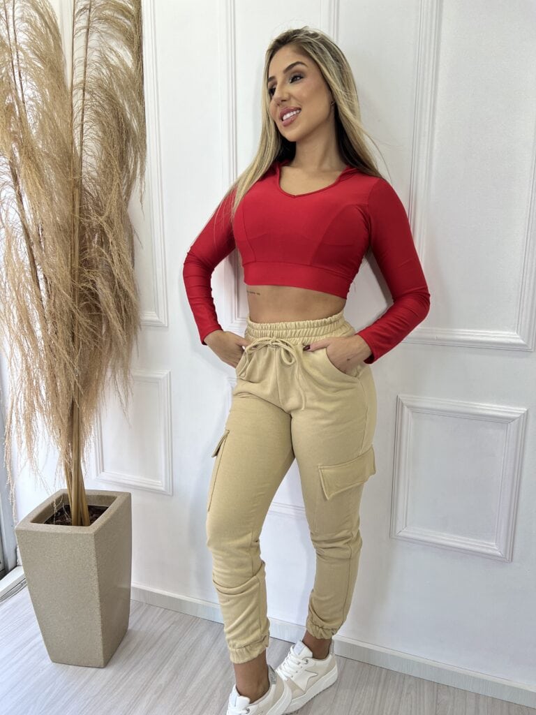 calça moletom bege