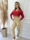 calça moletom bege