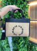 bolsa tote média palha bege claro preto via marte ref: b1 120 01