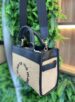 bolsa tote média palha bege claro preto via marte ref: b1 120 01
