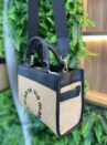 bolsa tote média palha bege claro preto via marte ref: b1 120 01