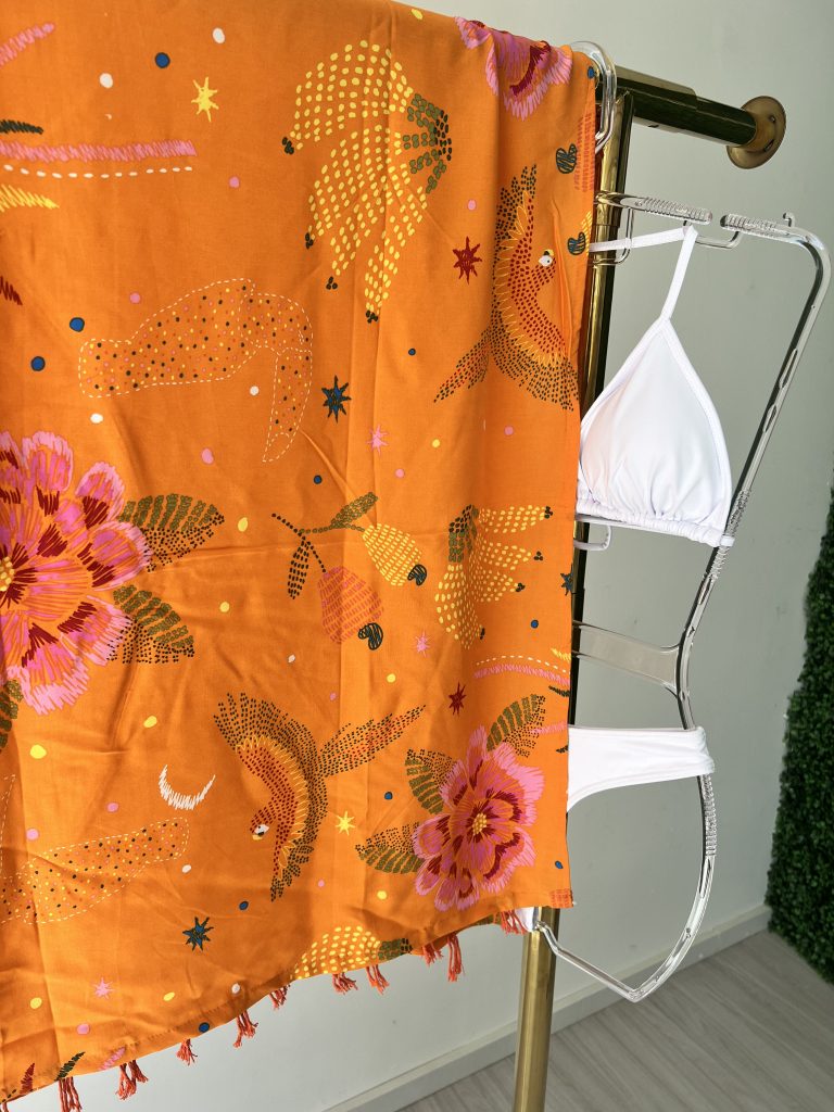 canga estampada caju laranja canga estampada caju laranja