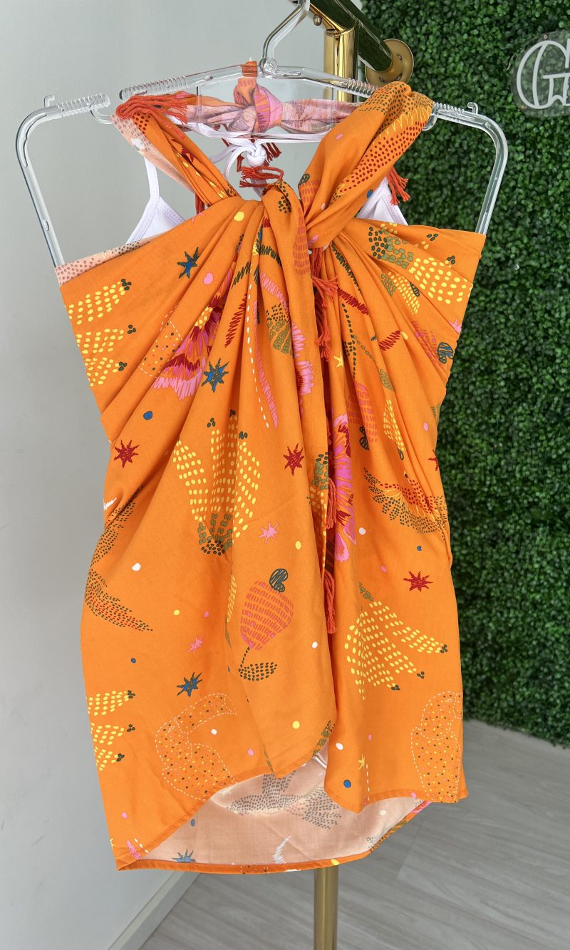 canga estampada caju laranja
