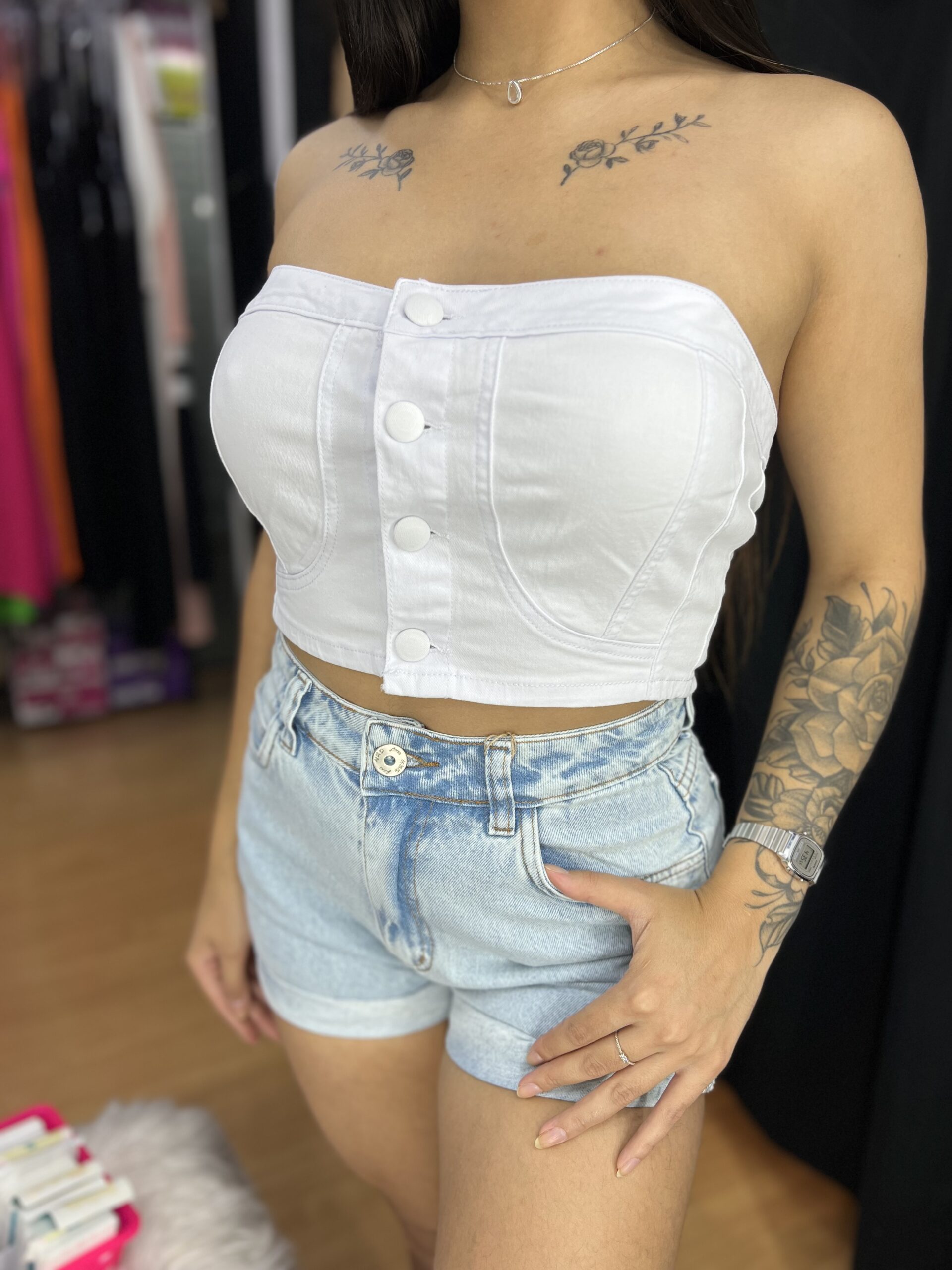 Cropped Jeans Recife Branco - Glamourosa Chic
