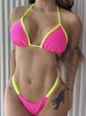 biquini raquel rosa com amarelo neon