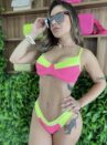 biquini meia taça bicolor rosa/amarelo