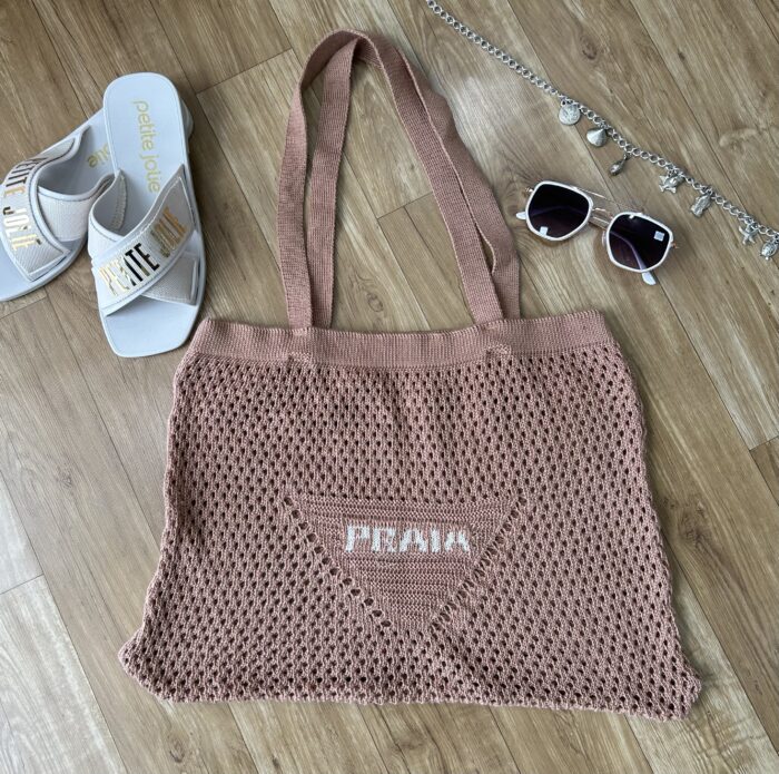 bolsa de praia croche bege