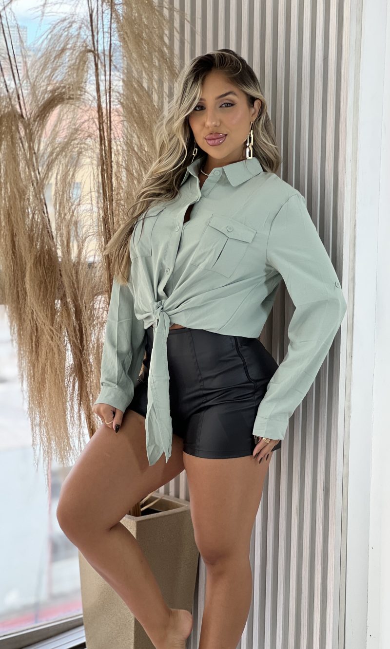 camisa de amarrar zoe verde menta
