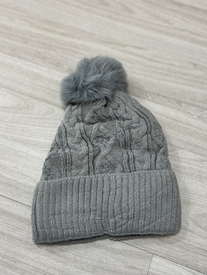 touca pompom cinza liso