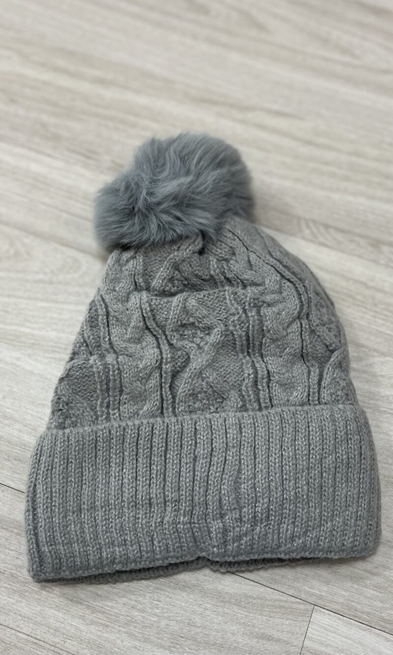 touca pompom cinza liso