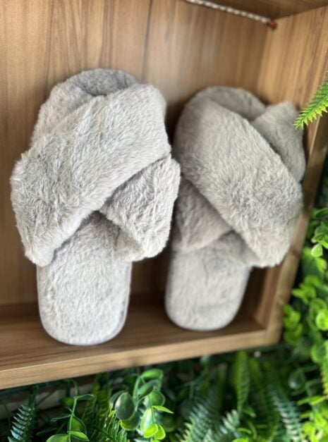 pantufa x 2 tiras cinza