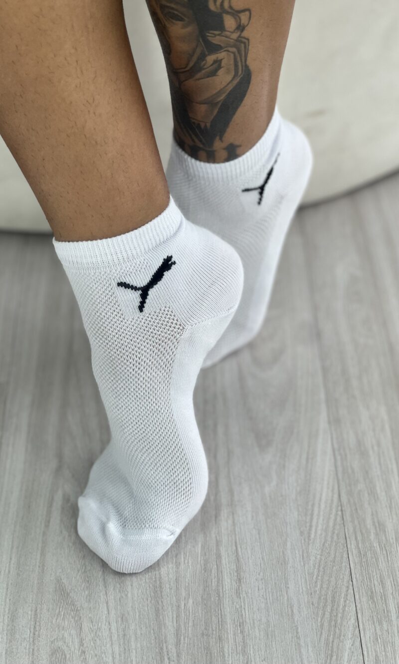 meia cano médio kit 3 pares branco puma