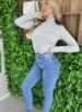blusa cacharel lã tricot cinza