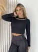 cropped manga longa manô preto