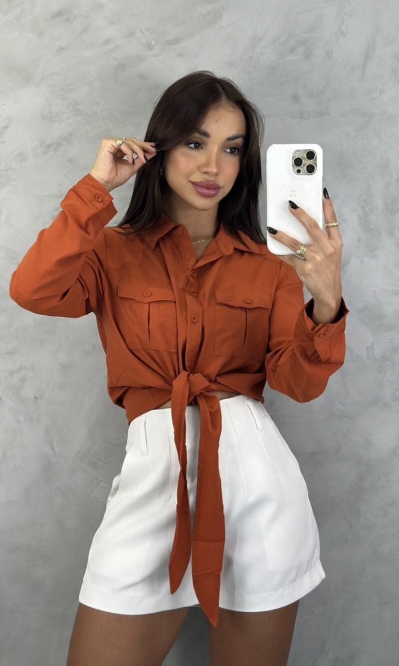 camisa de amarrar zoe telha