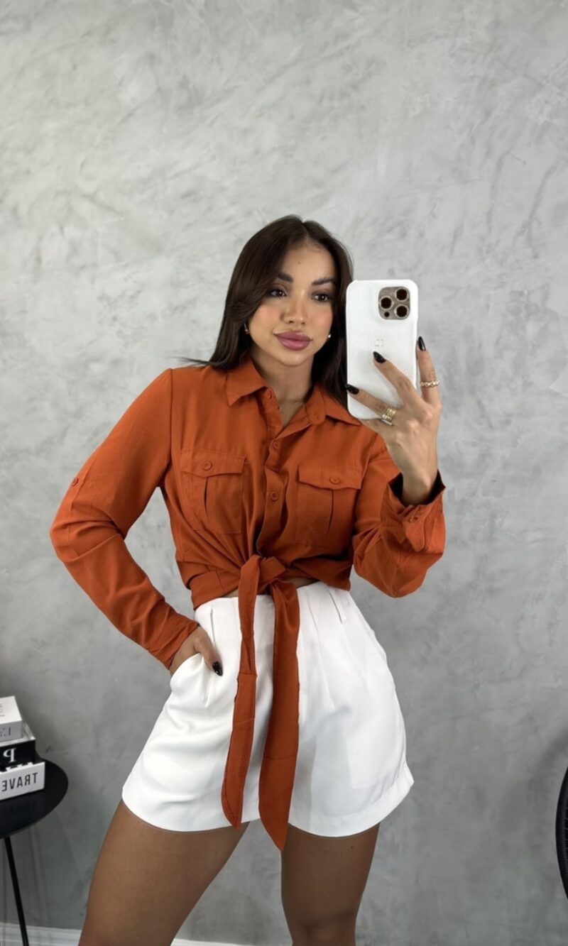 camisa de amarrar zoe telha camisa de amarrar zoe telha