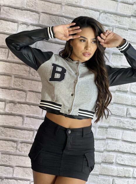 jaqueta bomber colegial emmeline cinza