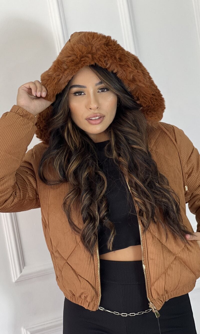 jaqueta puffer dupla face larissa marrom