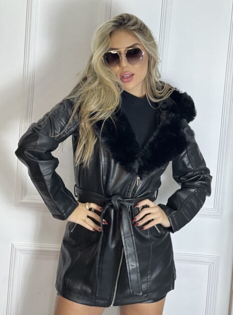 parka couro fake/courino elisabeth preto