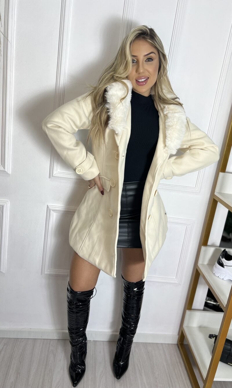 parka lã batida liz bege parka lã batida liz bege