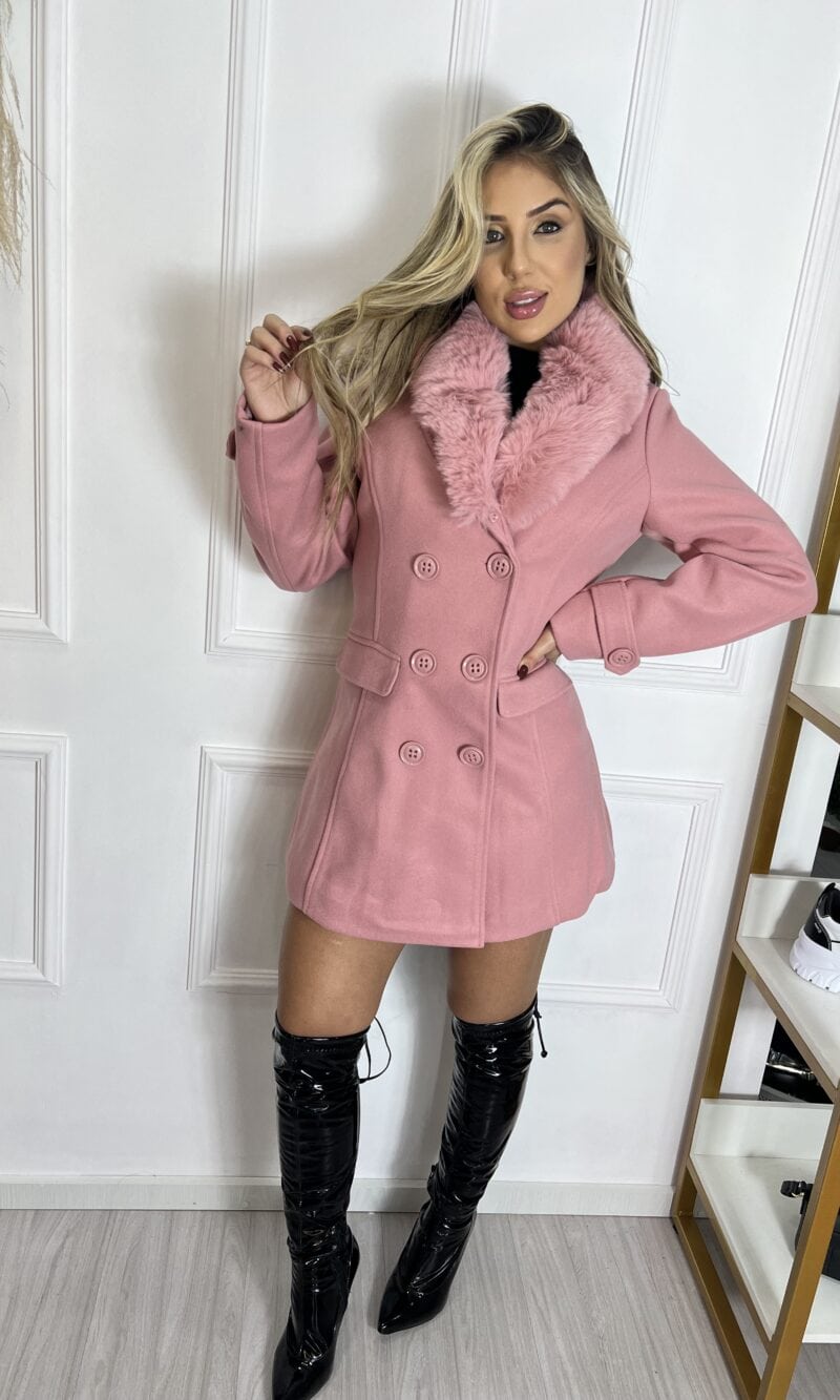parka lã batida liz rosé parka lã batida liz rosé