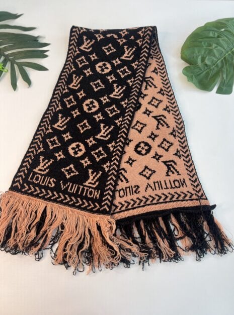 cachecol modal lv preto/bege