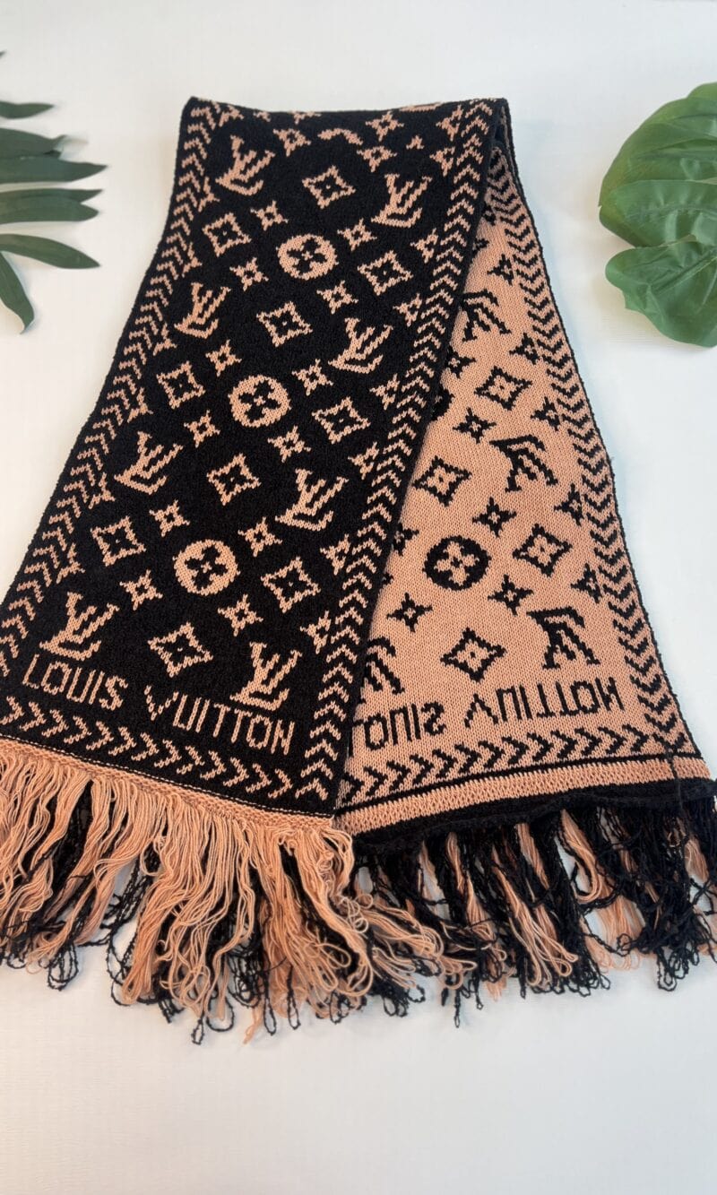 cachecol modal lv preto/bege