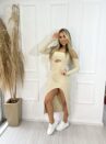 vestido manga longa ana clara bege