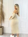 vestido manga longa ana clara bege