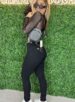 calça jeans preto com rasgo