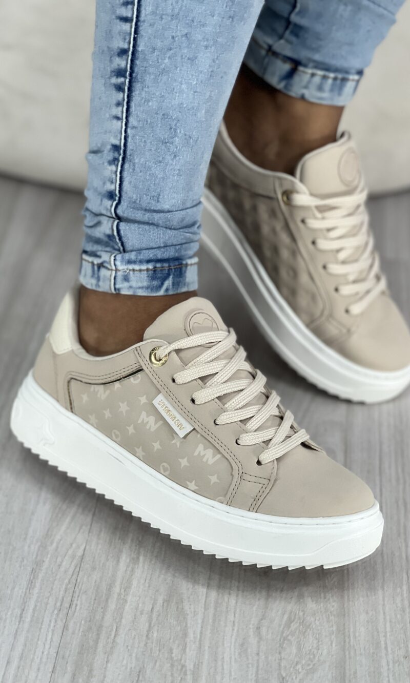 tênis casual bege dourado via marte 055 006 02