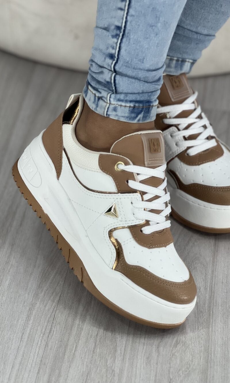 tênis casual branco/marrom via marte 061 007 05 tênis casual branco/marrom via marte 061 007 05