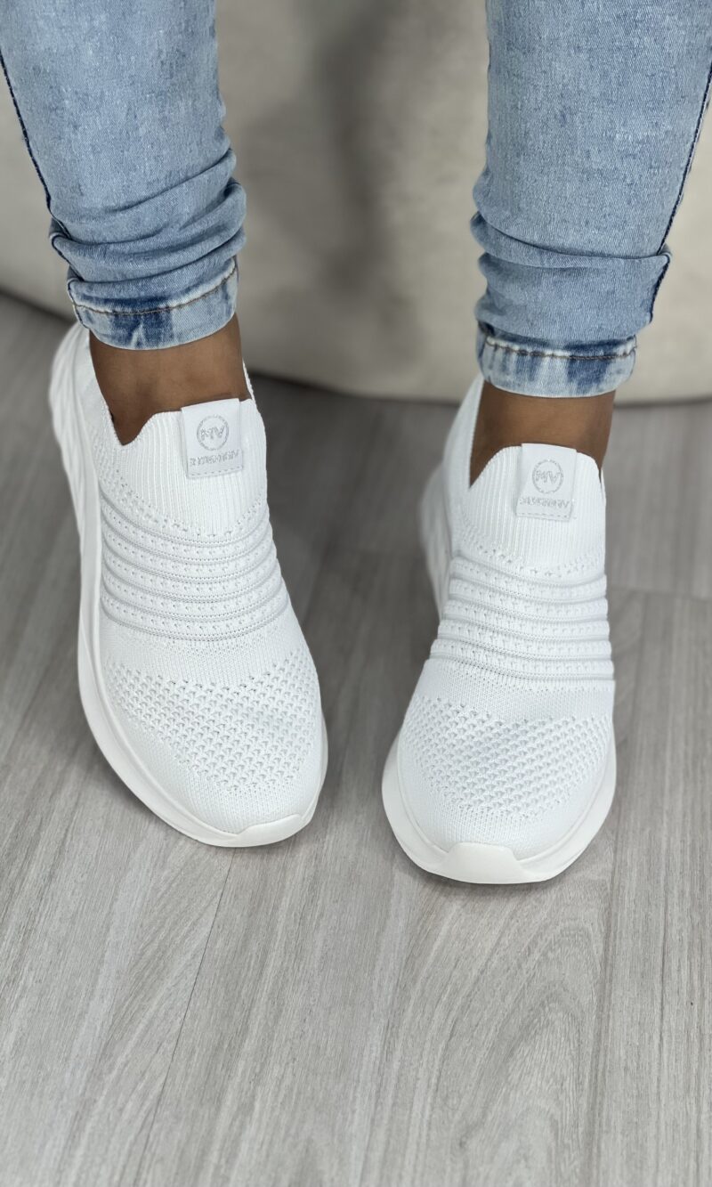 tênis knit branco via marte 23 19001 01