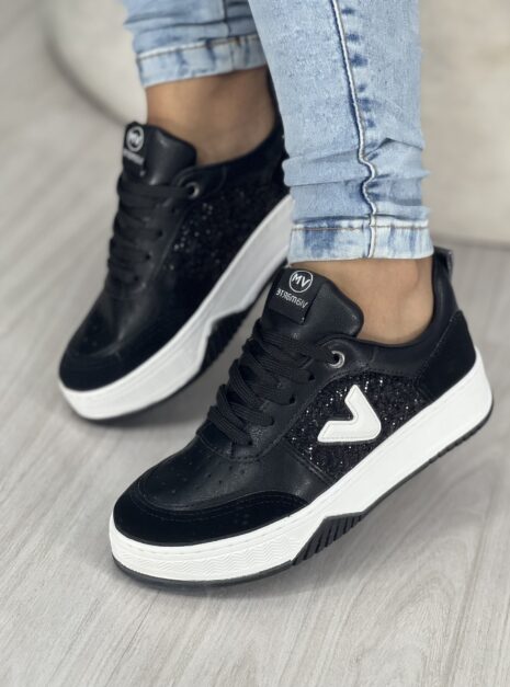 tênis casual glitter preto via marte 053 008 02