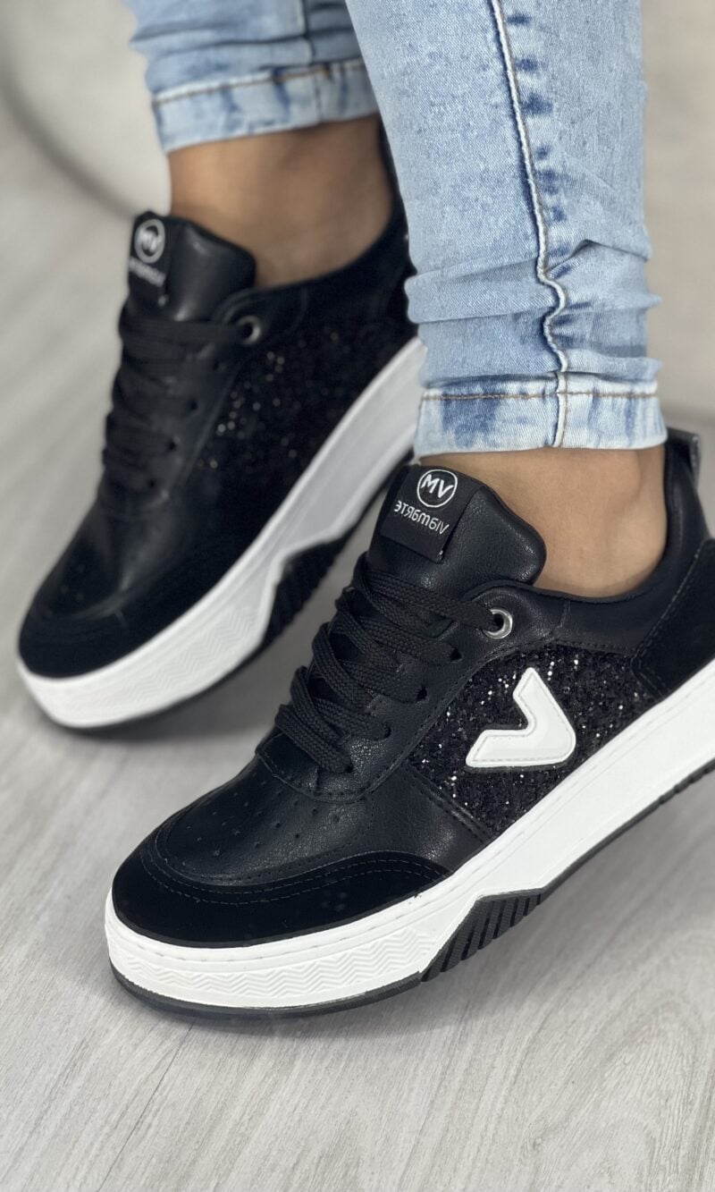tênis casual glitter preto via marte 053 008 02