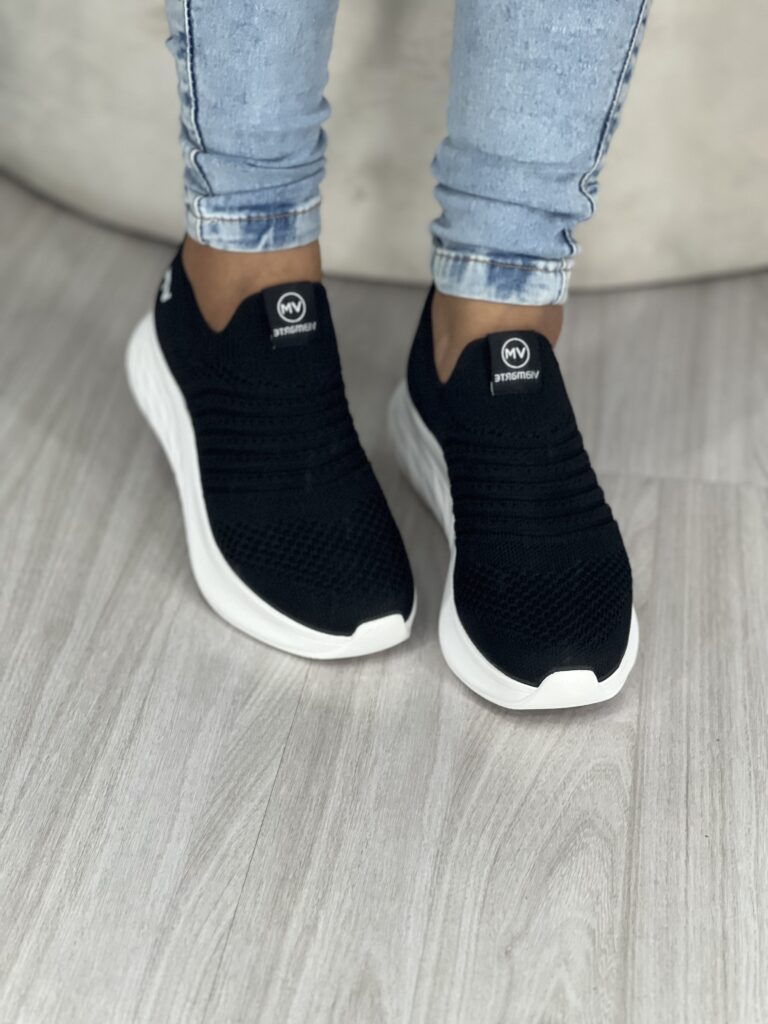 tênis knit via marte preto via marte 23 19001 01