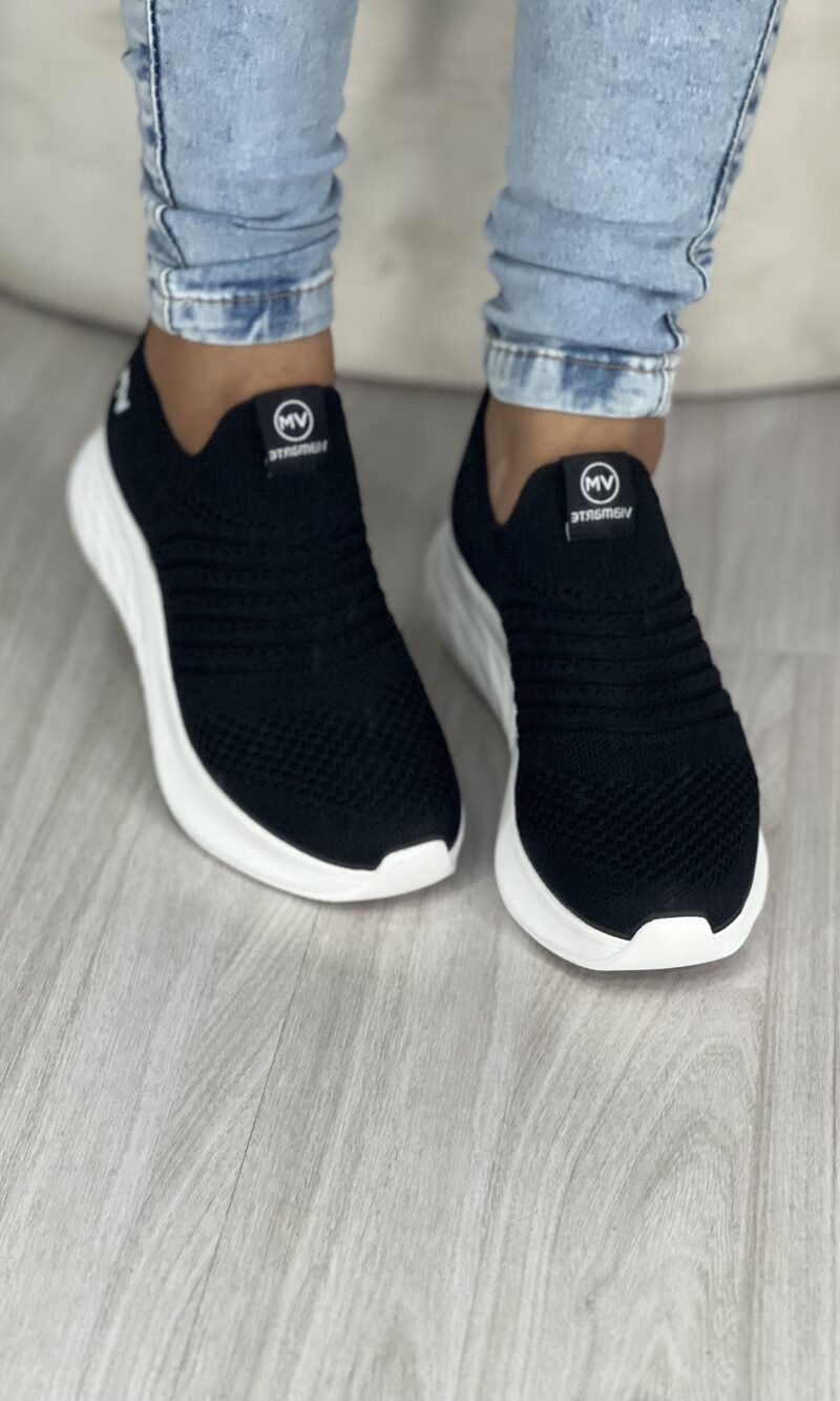 tênis knit via marte preto via marte 23 19001 01