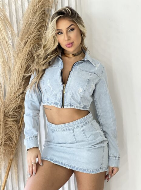 saia jeans paty lavagem clara