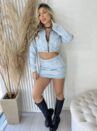 saia jeans paty lavagem clara