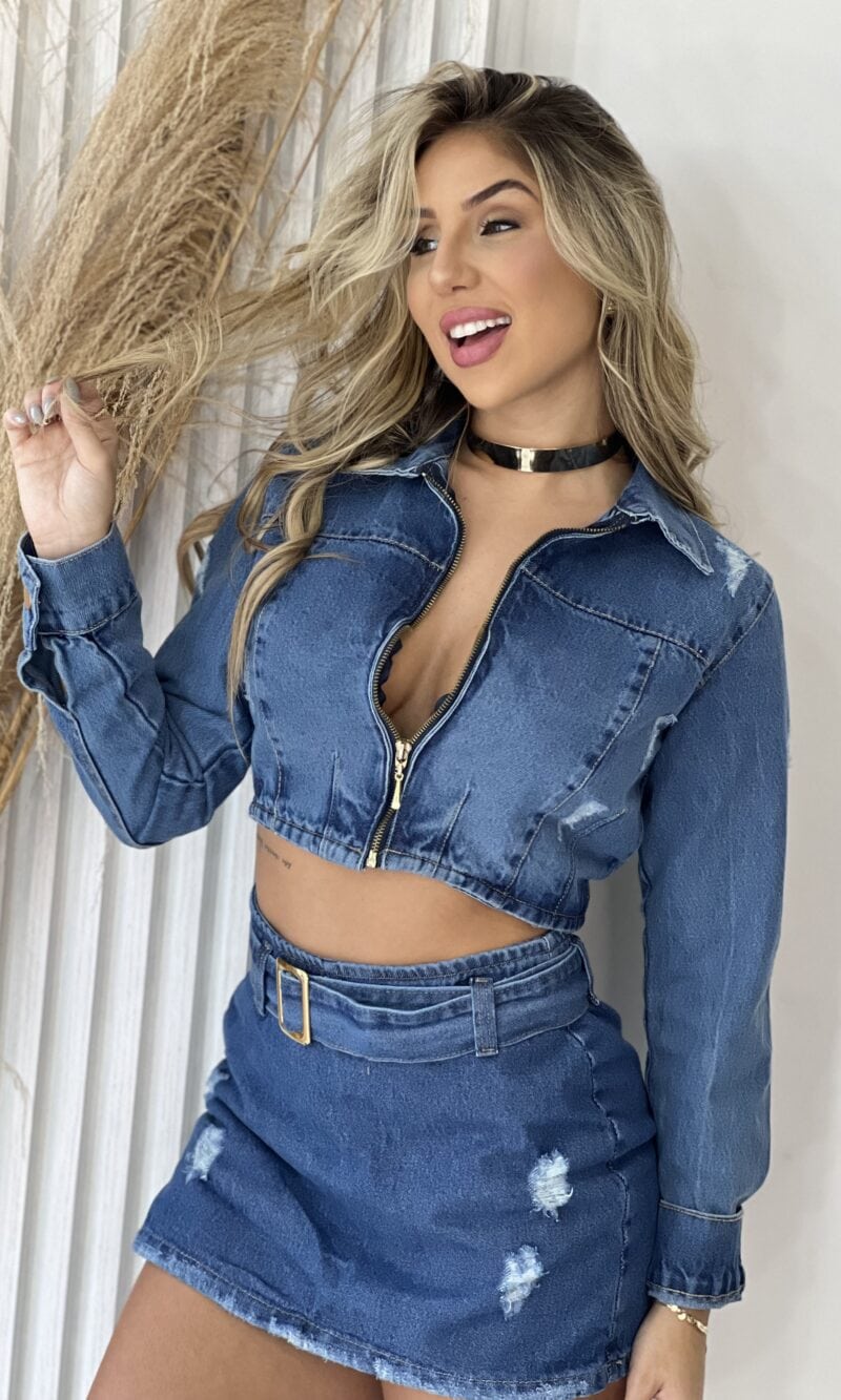 jaqueta jeans gabi lavagem escuro